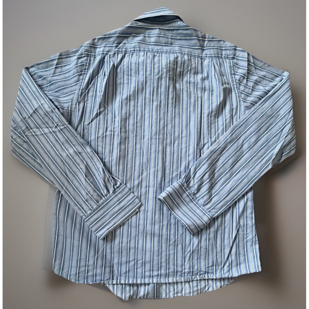 Abercrombie & Fitch Long Sleeve Button Up Shirt Blue Striped Y2K Logo XXL JBHS - Picture 2 of 9